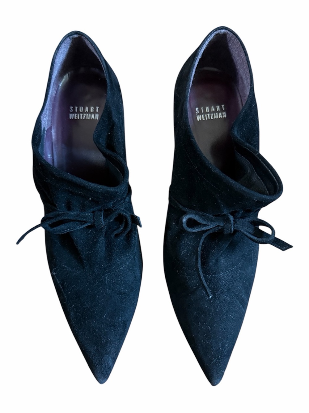 Stuart Weitzman Aokhi Black Pointed Toe Heeled Suede Ankle Booties 8M